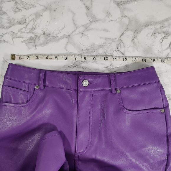 Anthropologie Avec Les Filles Purple Faux Leather Lettie Pants Size 4 - Picture 7 of 7